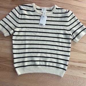 H&M Black and Cream Striped Sweater